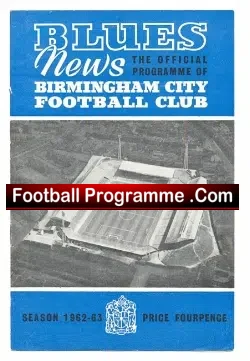 Birmingham City v Bury 1962 - football programme