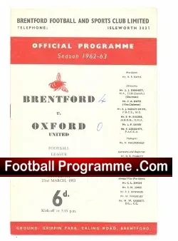 Brentford v Oxford 1963