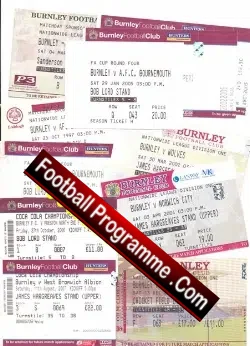 Burnley FC Bulk Pack Of MIXED DATES Football Tickets