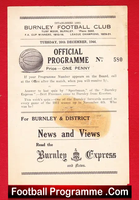 Burnley v Bradford 1944 – to clear