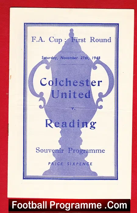Colchester United v Reading 1948 – FA Cup Souvenir Programme