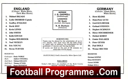 England v Germany 1968 – Wembley Schoolboys