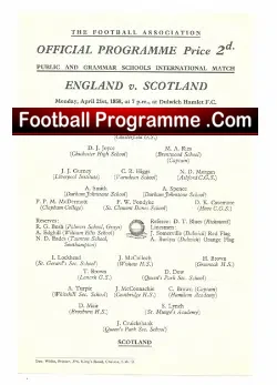 England v Scotland 1958 – Schoolboys at Dulwich