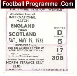 England v Scotland 1973 – Football Ticket