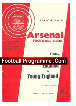England v Young England 1965 – Youth Arsenal + Bobby Charlton