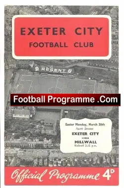 Exeter City v Millwall 1959 - football programme