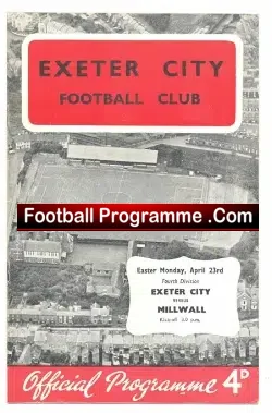 Exeter City v Millwall 1962 - football programme
