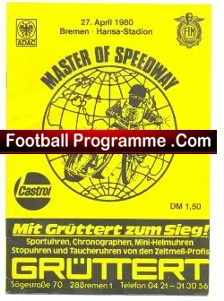 Germany Speedway Programme 1980 – Bremen