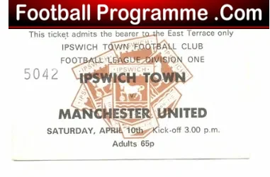 Ipswich Town v Manchester United 1976 – Football Ticket