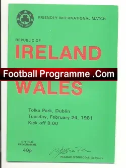 Ireland v Wales 1981
