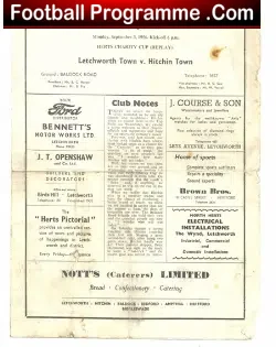 Letchworth Town v Hitchin Town 1956 – Charity Cup Replay