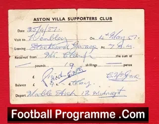 Manchester United v Aston Villa 1957 – FA Cup Final Ticket