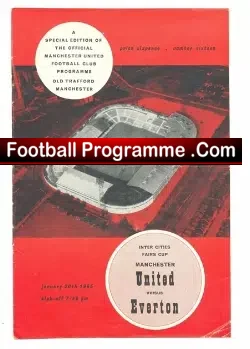 Manchester United v Everton 1965 - Fairs Cup Old Trafford - football programme