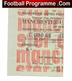 Manchester United v Partizan Belgrade 1966 – Euro Semi Final Tik