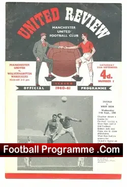Manchester United v Wolves 1960 - Plus Token Sheet - football programme