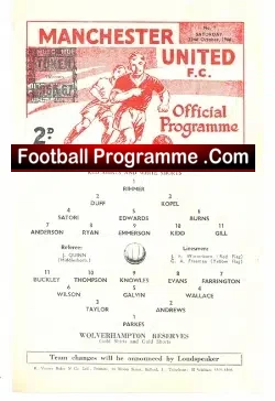 Manchester United v Wolves 1966 – Reserves Match