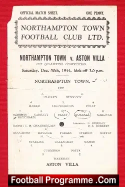 Northampton Town v Aston Villa 1944 – War Cup Match