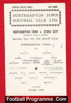 Northampton Town v Stoke City 1944 – War Time Football Programme