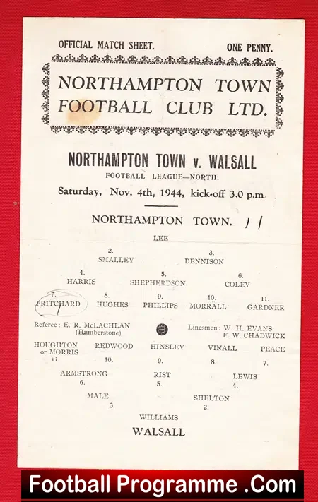 Northampton Town v Walsall 1944