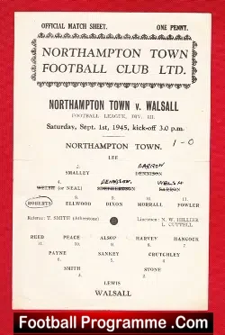 Northampton Town v Walsall 1945