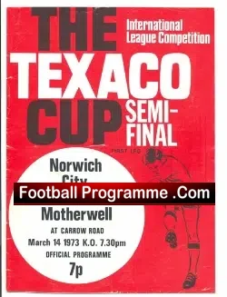 Norwich City v Motherwell 1973 – Texaco Cup Semi Final