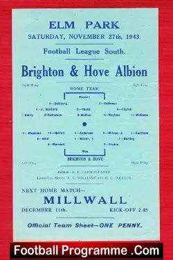 Reading v Brighton 1943 – 1940s Football Programmes
