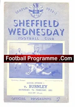 Sheffield Wednesday v Burnley 1953 - football programme