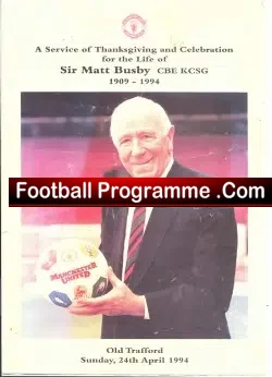 Sir Matt Busby Thanksgiving Memorial Old Trafford 1994