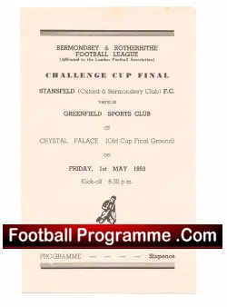Stansfeld v Greenfield Sports 1953 – at Crystal Palace