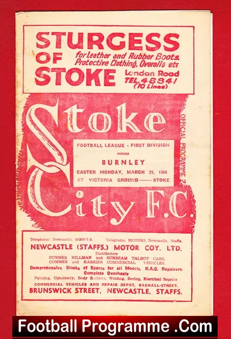 Stoke City v Burnley 1948