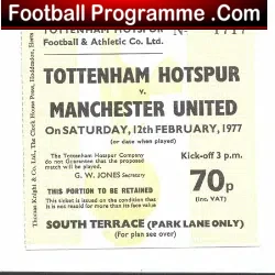 Tottenham Hotspur v Manchester United 1977 – Ticket