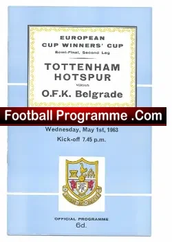 Tottenham Hotspur v OFK Belgrade 1963 - Serb - football programme