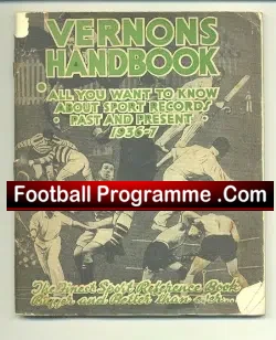 Vernons Football Handbook 1936 - 1937 - football memorabilia
