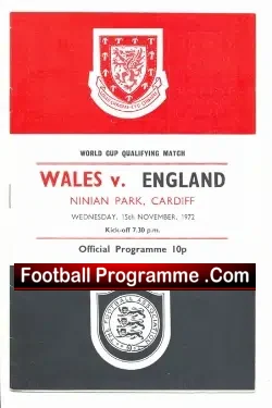 Wales v England 1972 – World Cup Qualifying