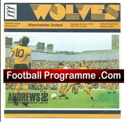 Wolves Wolverhampton v Manchester United 1978 - football programme