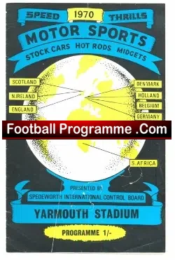 Yarmouth Stock Car Programme 1970 - Hot Rods Migets - stock car racing programme