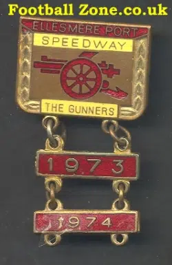 Ellesmere Port Speedway Badge 1973 + Year Bars