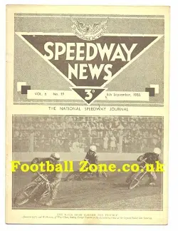 Speedway News Magazine 1938