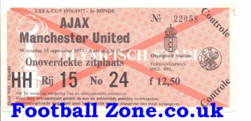 Ajax v Manchester United 1976 – Ticket UEFA Cup