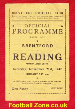 Brentford v Reading 1942 – 1940s Programme