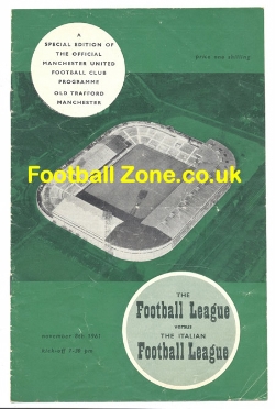 Football League v Italy Football League 1961 – at Man Utd 4