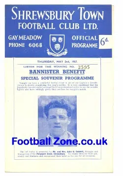 Jimmy Bannister Benefit Match Testimonial Shrewsbury Town 1957