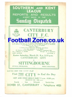 Canterbury City v Sittingbourne 1956 – Reserves