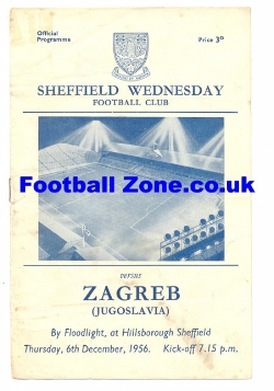 Sheffield Wednesday v Zagreb 1956 – Croatia Yugoslavia