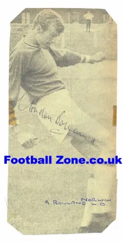 Norwich City Gordon Bolland Autograph early 1960's Millwall