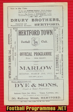 Hertford Town v Marlow 1932 – Rare 1930s Programme