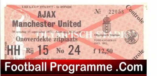 Ajax v Manchester United 1976 – Ticket UEFA Cup