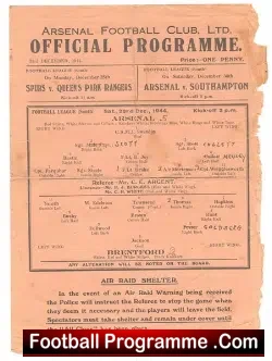 Arsenal v Brentford 1944 – War Time