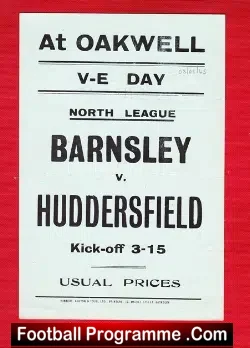 Barnsley v Huddersfield Town 1945 = VE Day Flyer