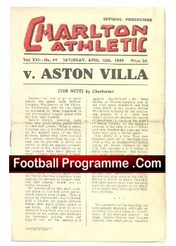 Charlton Athletic v Aston Villa 1949